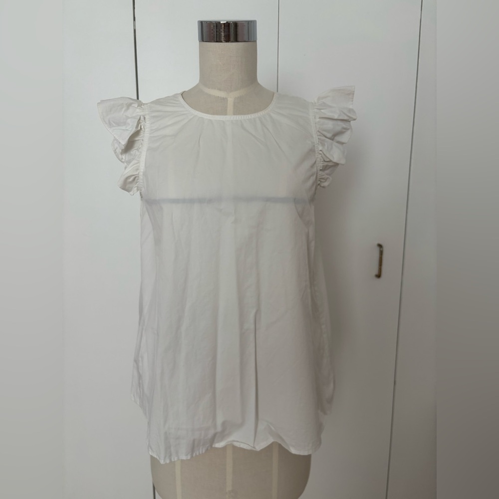 Kate Spade White Sleeveless Ruffled Blouse